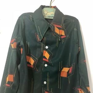 Vintage 1970 Boys Disco Style Dress Shirt